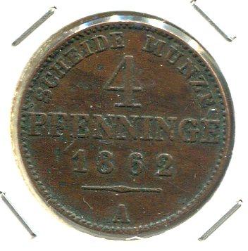 GERMANY 1862A 4 PFENNIG