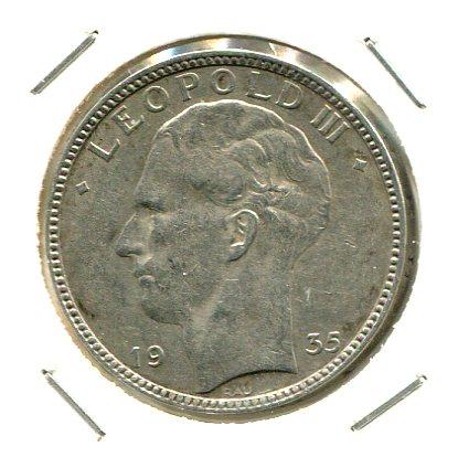 BELGIUM 1935 20 FRANCS