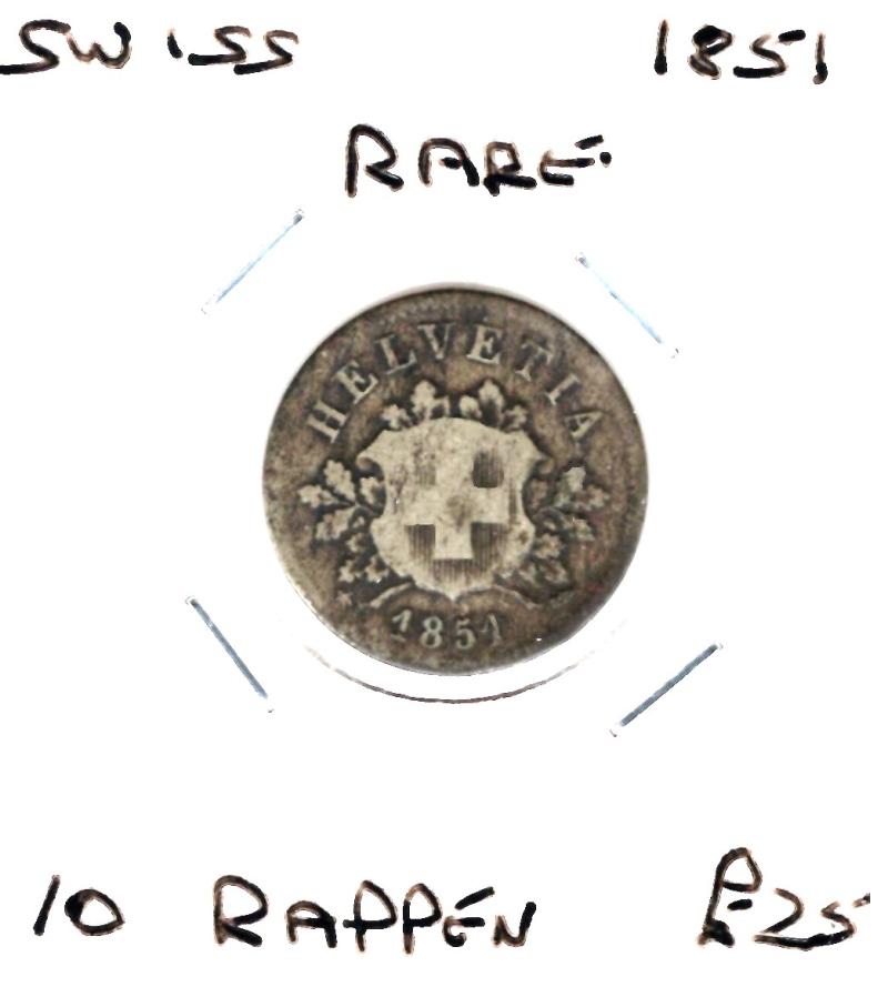 SWISS 1851 10 RAPPEN 'RARE'