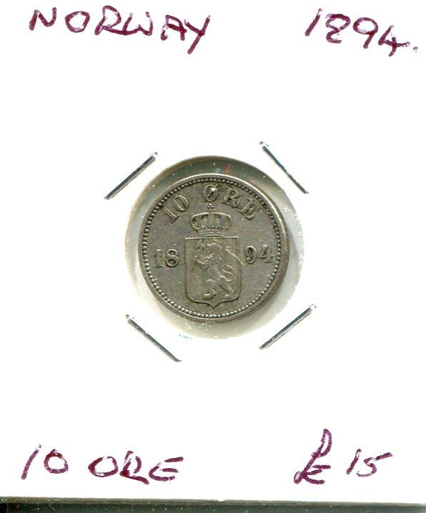 NORWAY 1894 10 ORE (06)