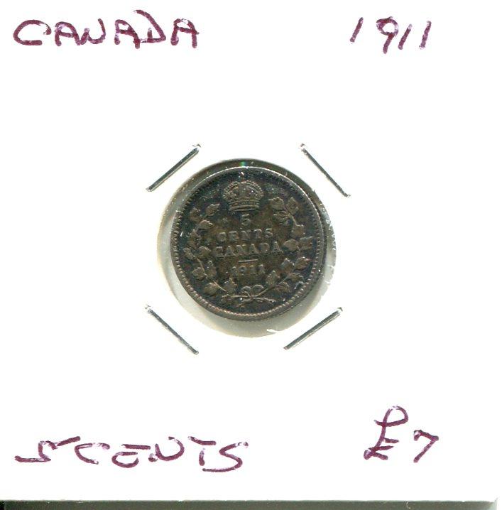 CANADA 1911 5 CENTS (02)M GVF