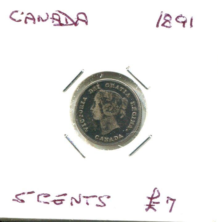CANADA 1891 5 CENTS VF
