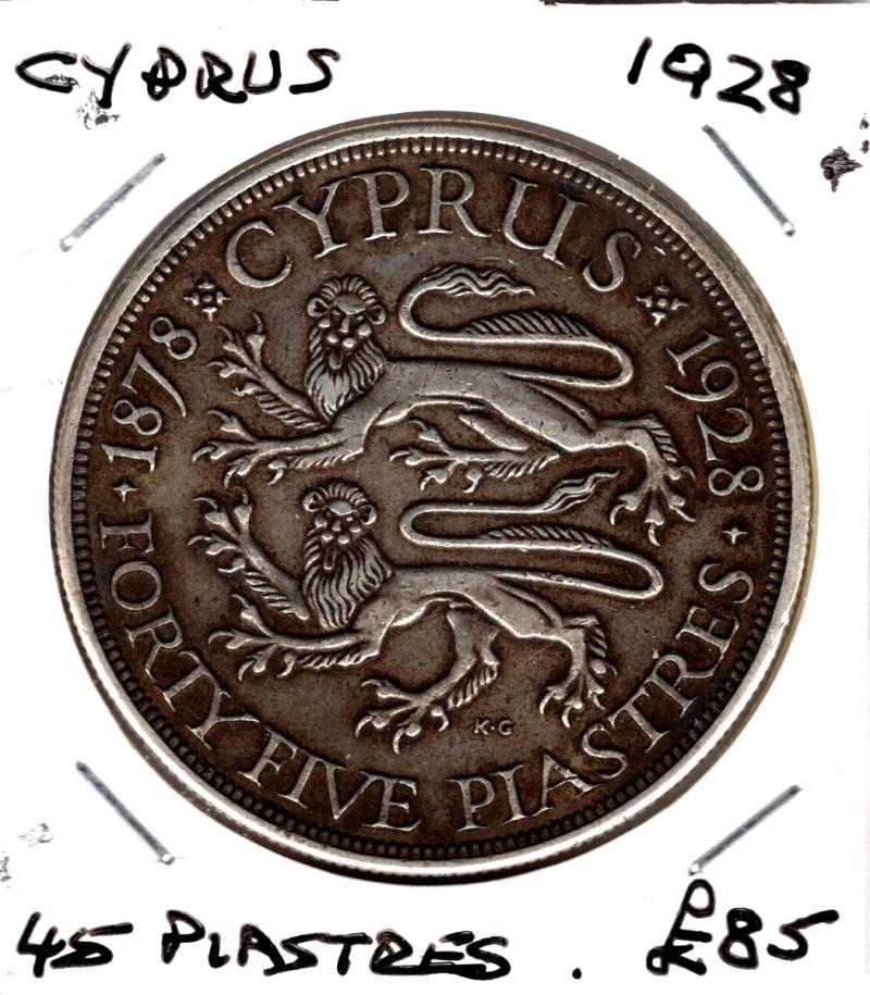 CYPRUS 1928 45 PIASTRES