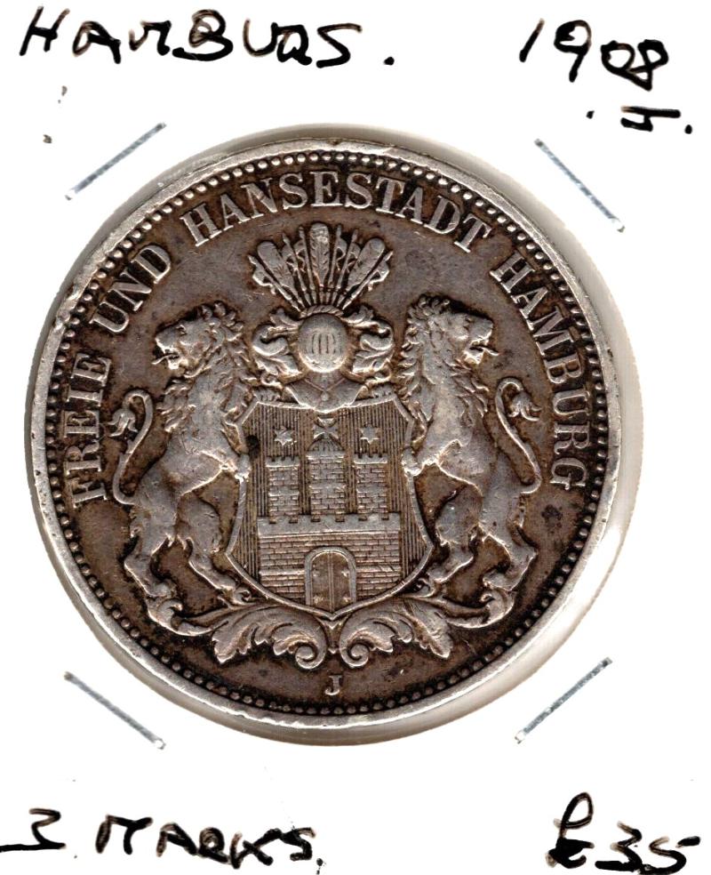 GERMANY 1908J 3 MARKS