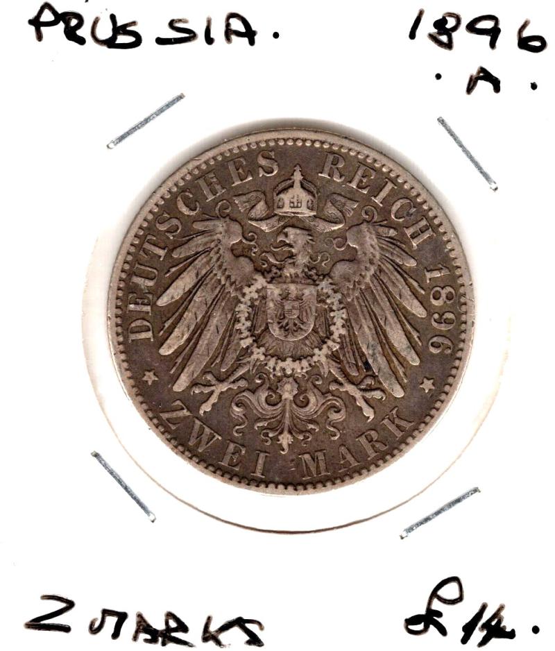 GERMANY PRUSSIA 1896A 2 MARKS