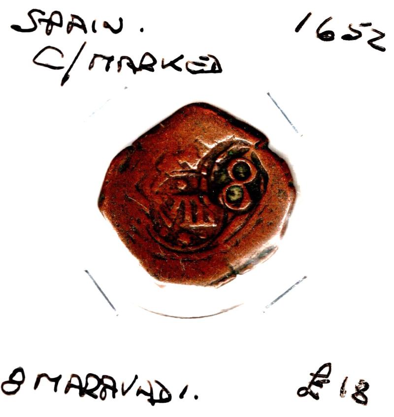 SPAIN 1652 C/MARKED 8 MARAVADIS