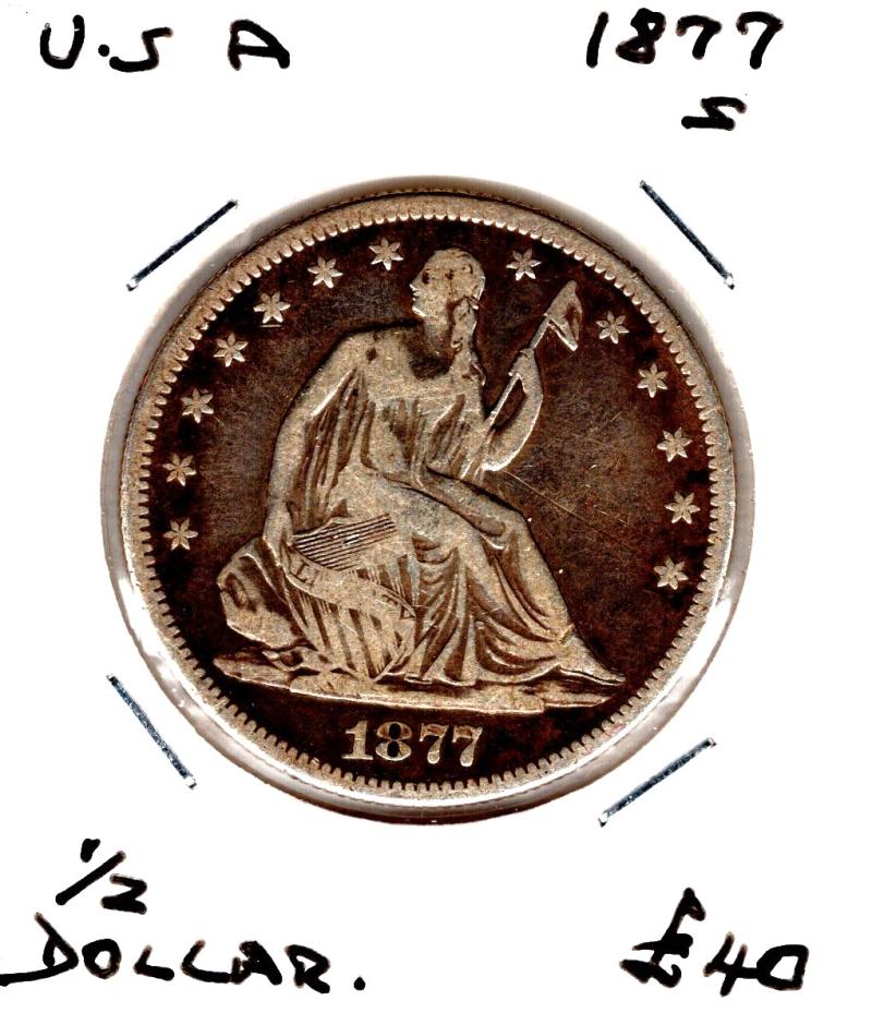USA 1877'S' 1/2 DOLLAR