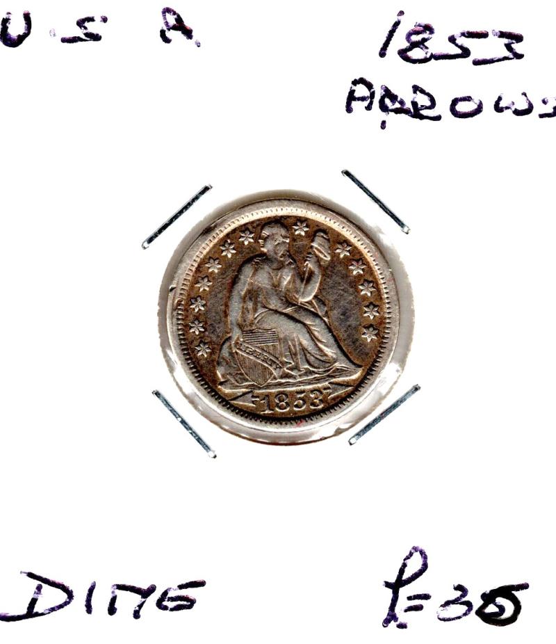 USA 1853 DIME ARROWS