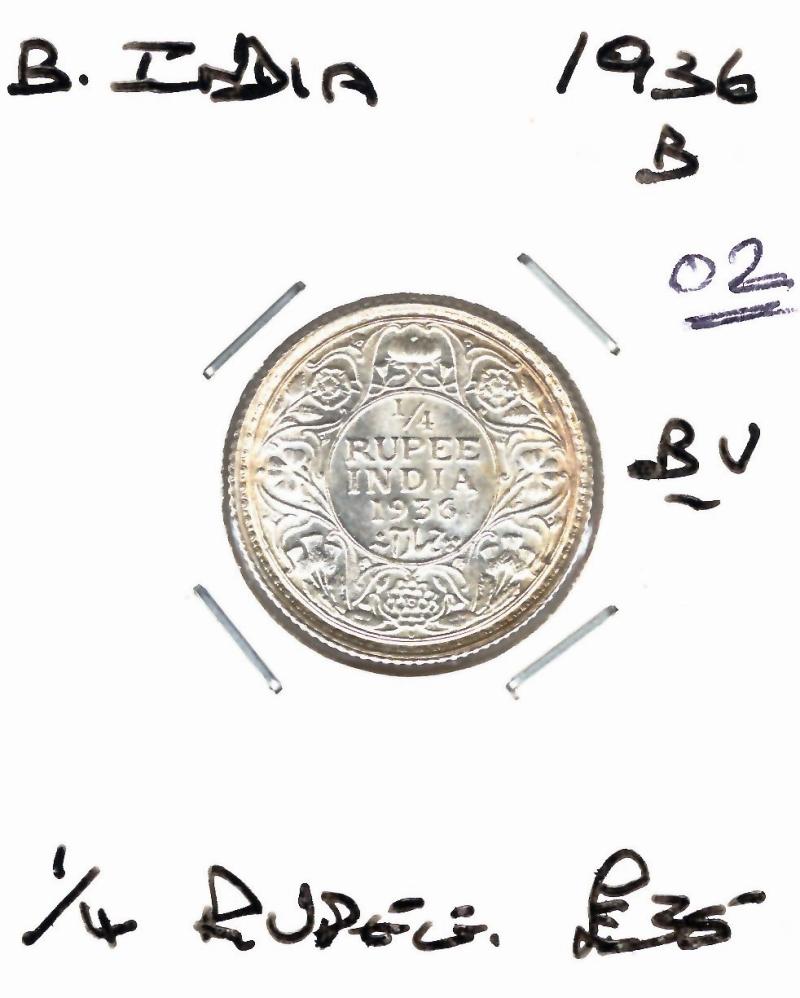 INDIA BR. 1936B 1/4 RUPEE
