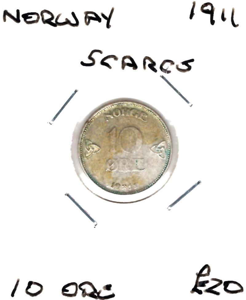 NORWAY 1911 10 ORE (02) SCARCE