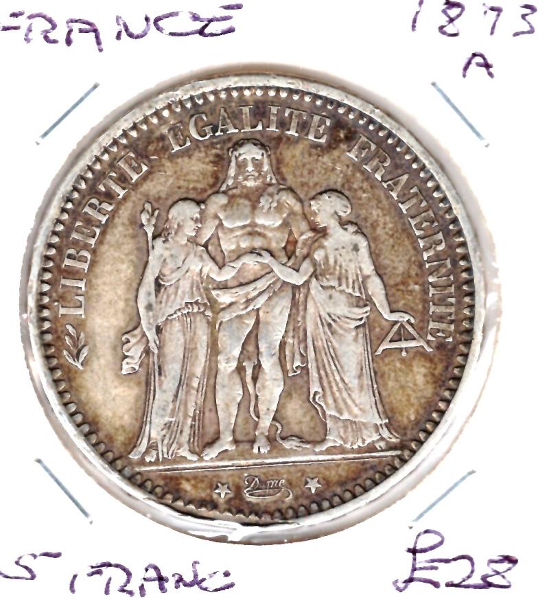 FRANCE 1873A 5 FRANCS