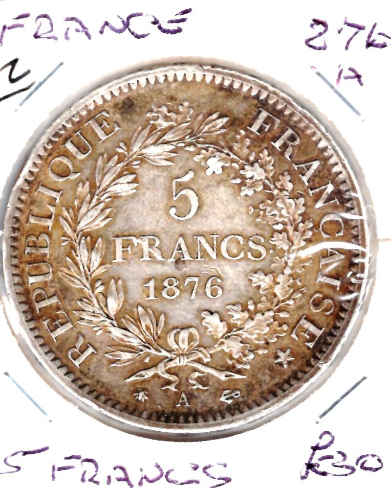 FRANCE 1876A 5 FRANCS (02)