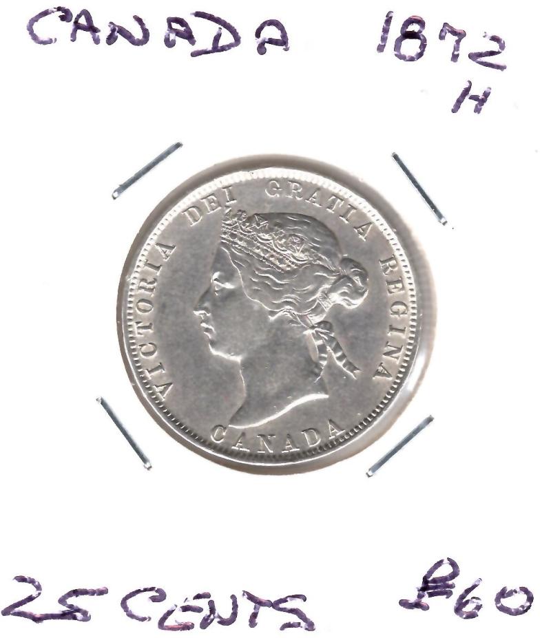 CANADA 1872H 25 CENTS