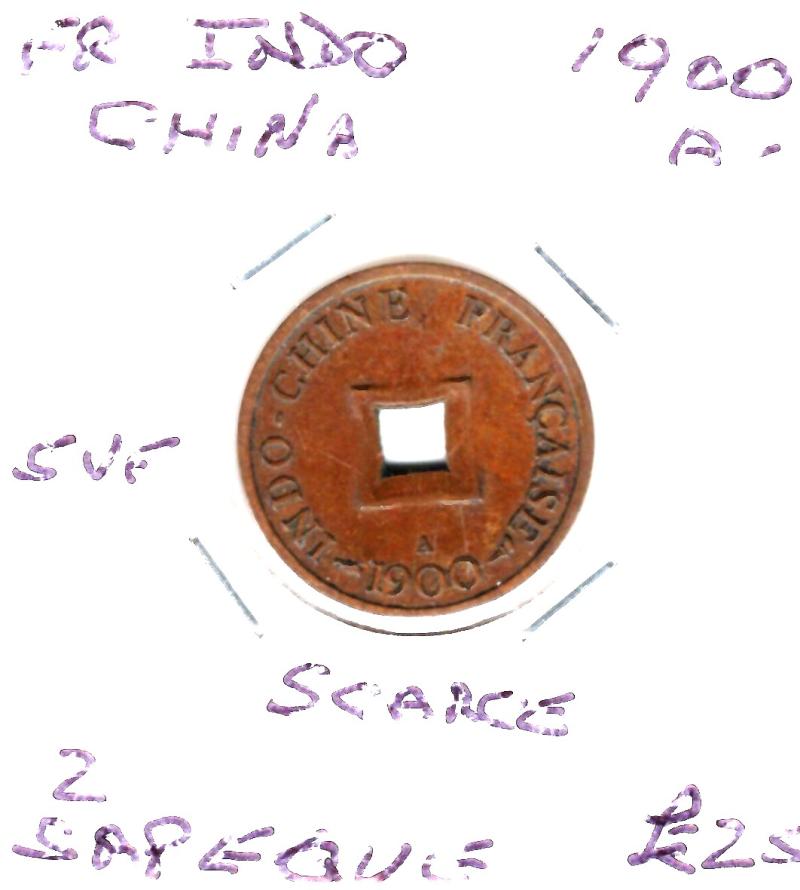 FR.INDO CHINA 1900A 2 SAPEQUE (SCARCE)