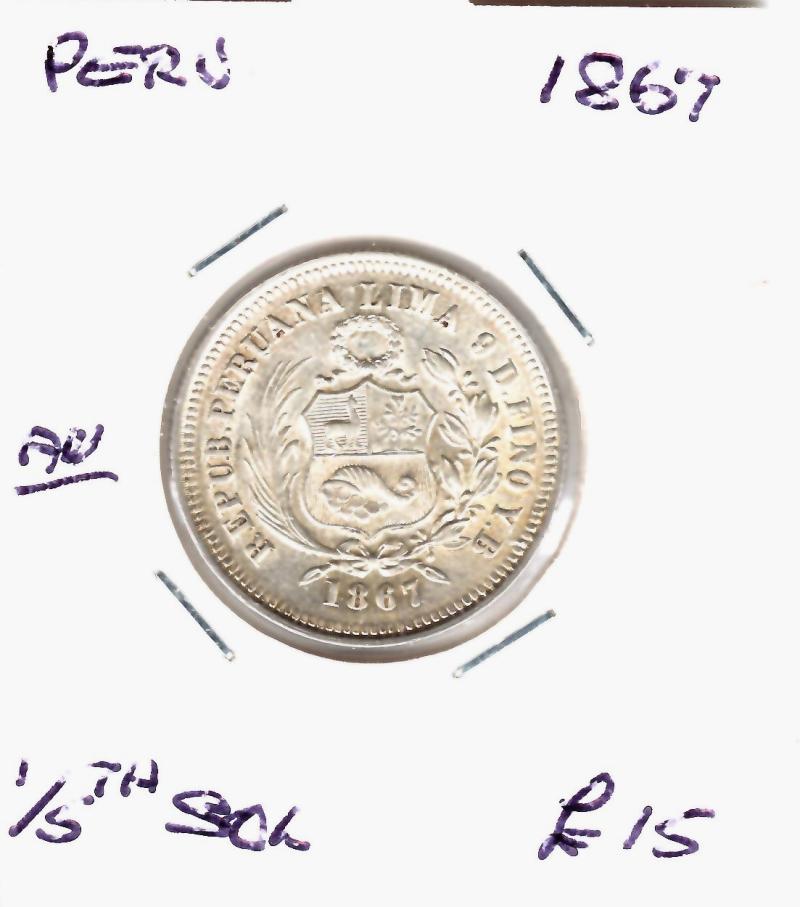 PERU 1867 1/5th SOL