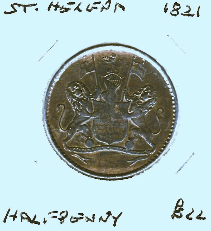 ST, HELENA 1821 1/2 PENNY