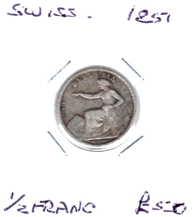 SWISS 1851 1/2 FRANC