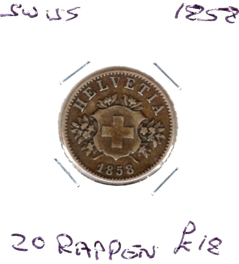 SWISS 1858 20 RAPEN