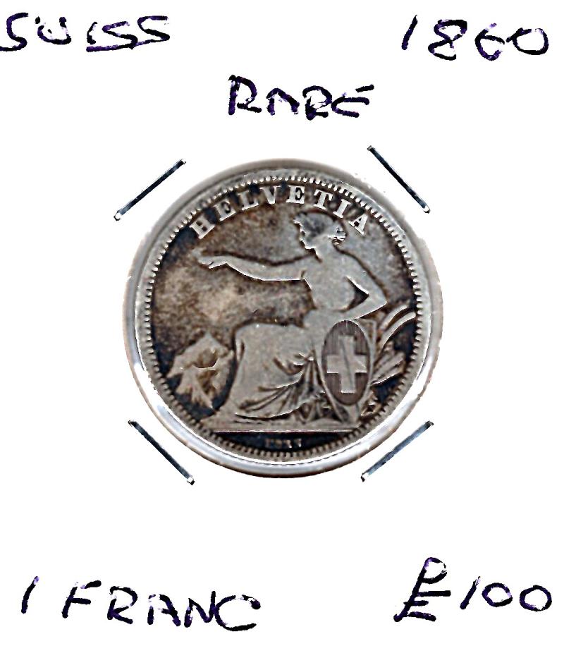 SWISS 1860 1 FRANC (RARE)