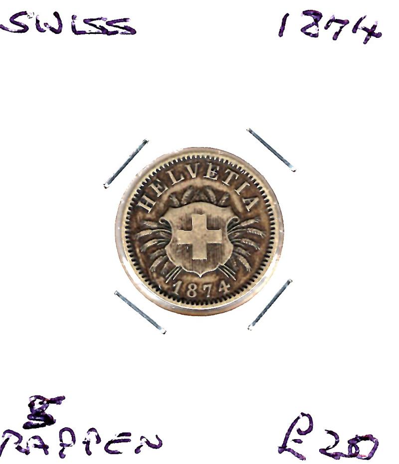 SWISS 1874 5 RAPPEN