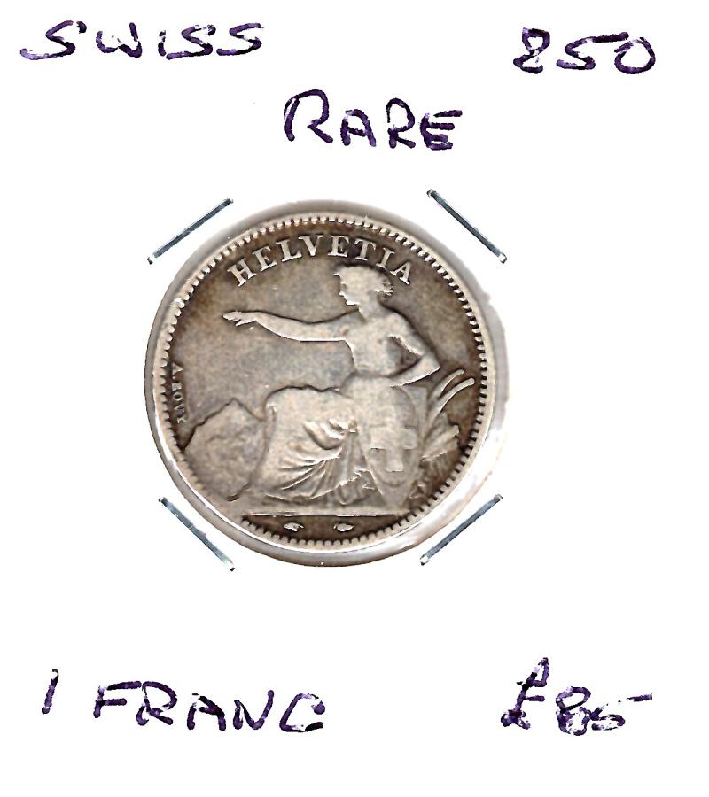 SWISS 1850 1 FRANC RARE