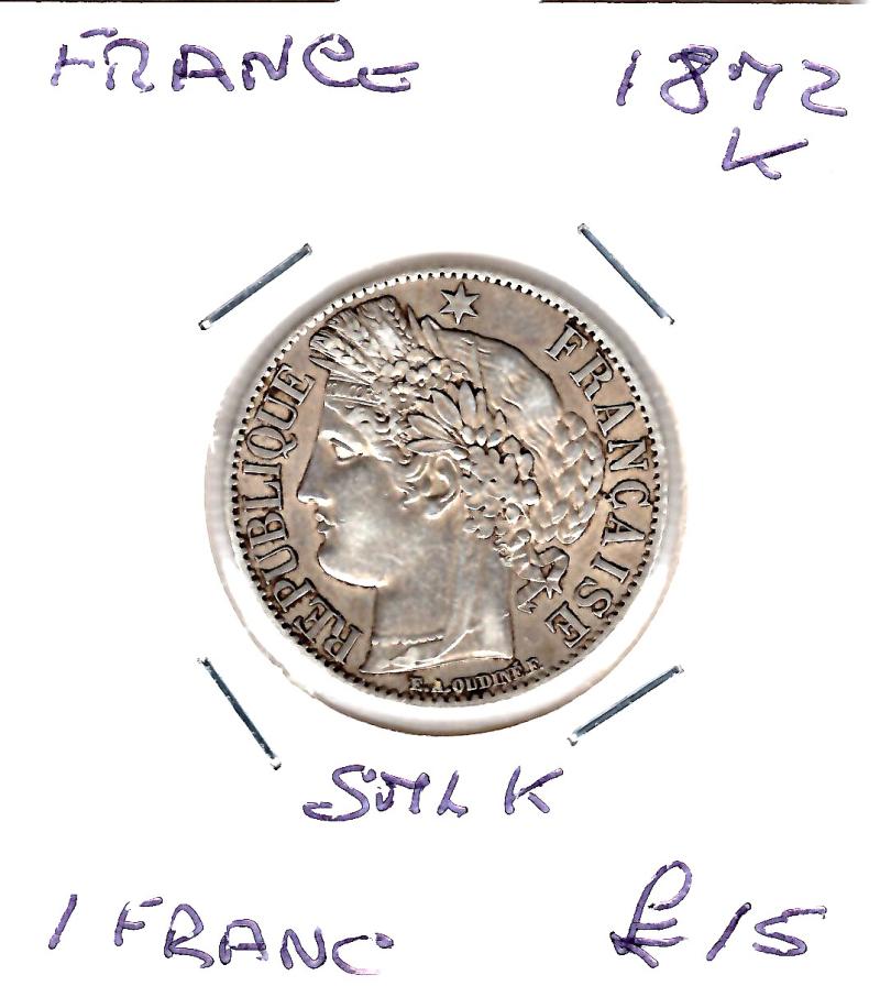 FRANCE 1872K 1 FRANC