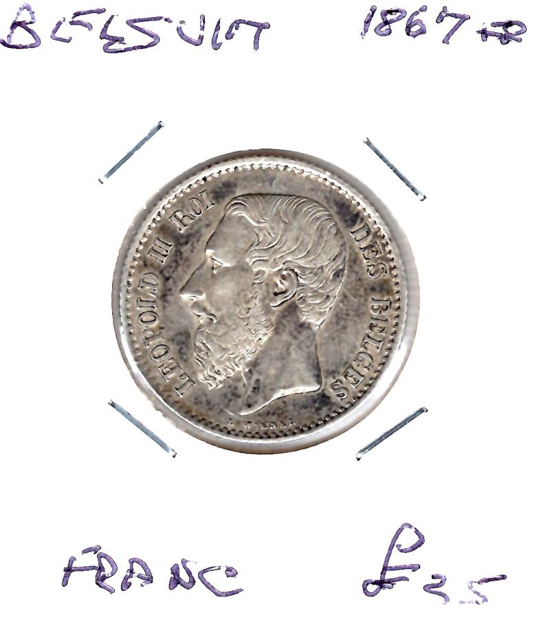 BELGIUM 1867FR 1 FRANC