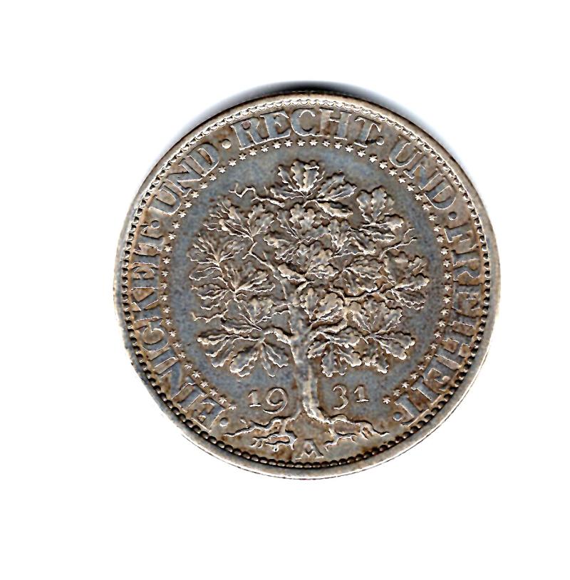 GERMANY 1931A 5 MARKS 'OAKTREE'