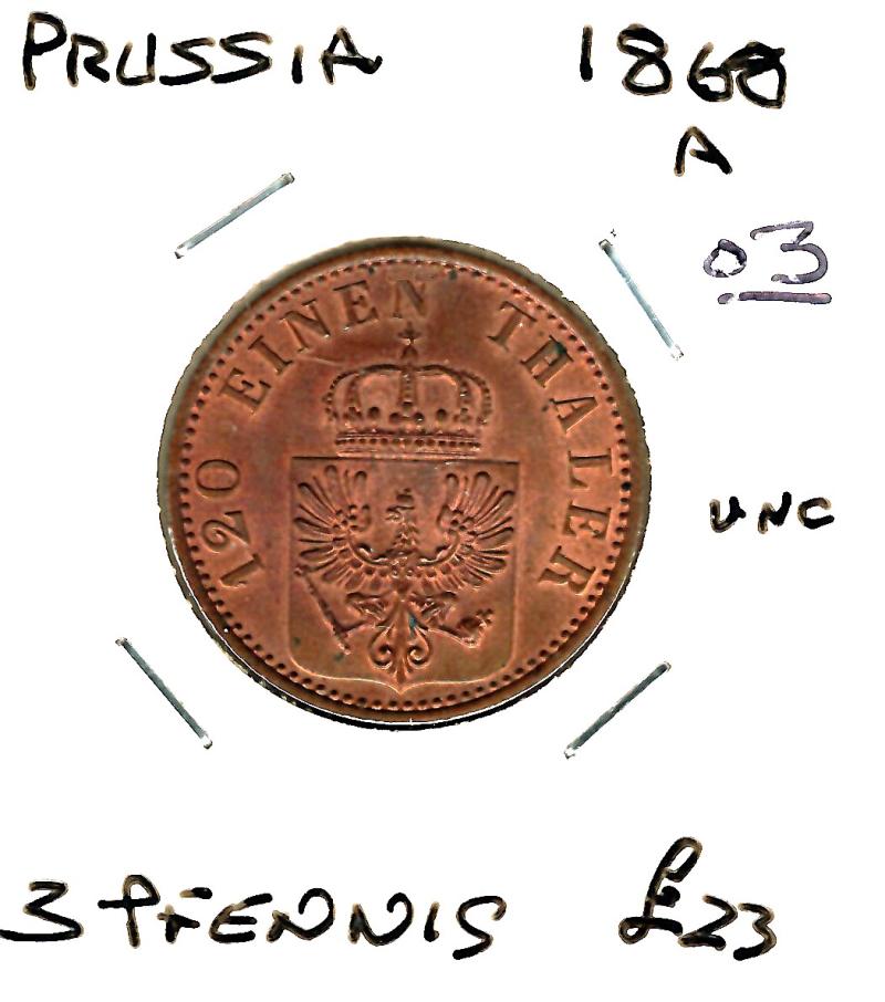 GERMANY PRUSSIA 1868A 3 PFG. (03)