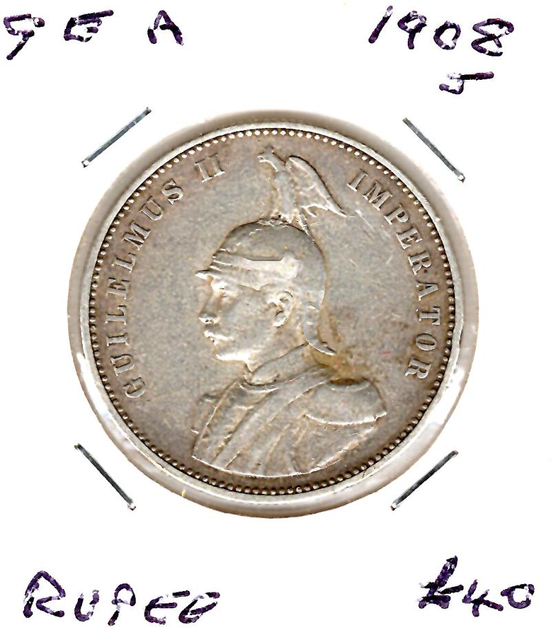 GERMAN EAST AFRICA 1908J RUPEE