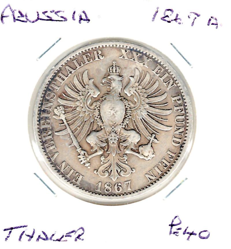 GERMAMNY PRUSSIA 1867A THALER