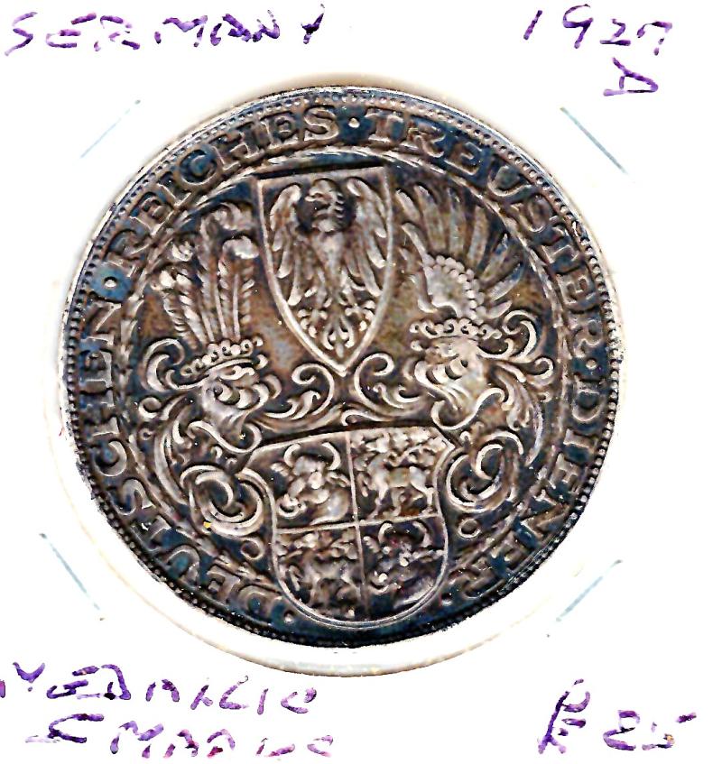 GERMANY 1927D 5MARKS MEALLIC