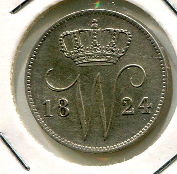NETHERLANDS 1824B 25 CENTS