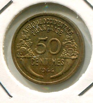 FRENCH WEST AFRICA 1944 50 CENTS